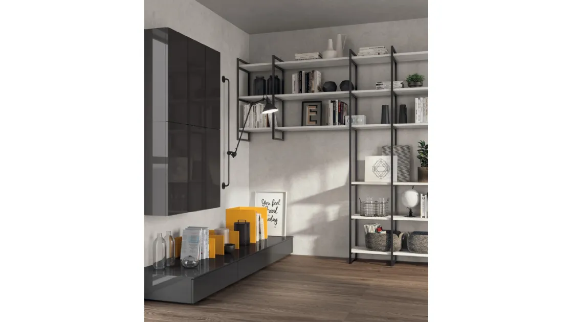 Parete Attrezzata Living-Sax-00-Grigio-Ferro Scavolini